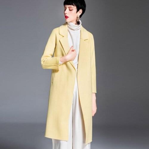 Plus Size Slim Warm Wool Long Winter Coat Turn-down Collar Adjustable Belt Wool Coats Women Long Wear Autumn Elegant Overcoat
