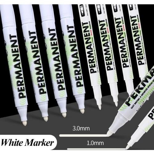 Leto 1pcs 1.0/3.0mm White Marker Waterproof Quick-drying Non-fading Smooth School Supplies For Shoe Graffiti Tire Coloring
