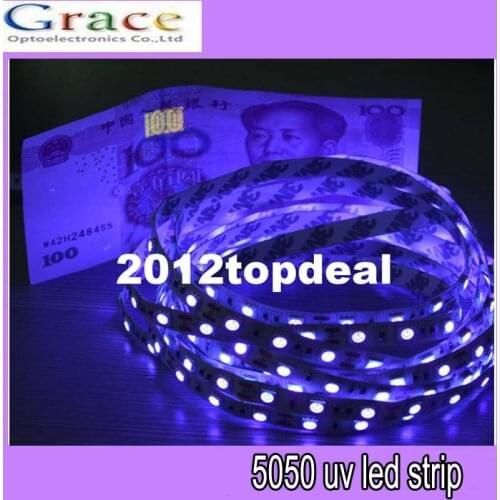 12V 3528/5050 SMD 60led/m 120led/m UV 395-405nm Ultraviolet waterproof Purple Led Flexible Strip Light Tape Black lamp lighting