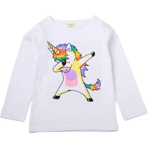 2019 Boys T-Shirt Cute Fun Unicorn Girls Blouse Spring Autumn Tops Kids Clothes Children Cotton Tshirt Baby Long Sleeve T Shirts