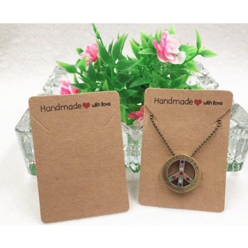 24pcs/lot 7*5cm Kraft Paper Pendant Card Handmade Jewerly Necklace Card Hang Hole Necklace Packaging Display Cards