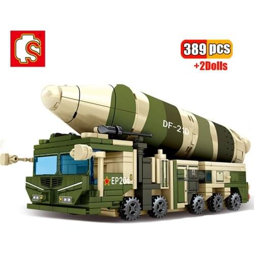 SEMBO 389Pcs Creative WW2 Missile Car Building Blocks DF-21D Anti-ship Ballistic Missile Military Truck Model Bricks Toys Gifts