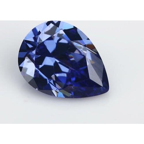 50PCS 3x4~10x12mm Pear Shape Brilliant Cut AAAAA Dark Blue Color Loose Cubic Zirconia Gems CZ Stone For Jewelry Diy