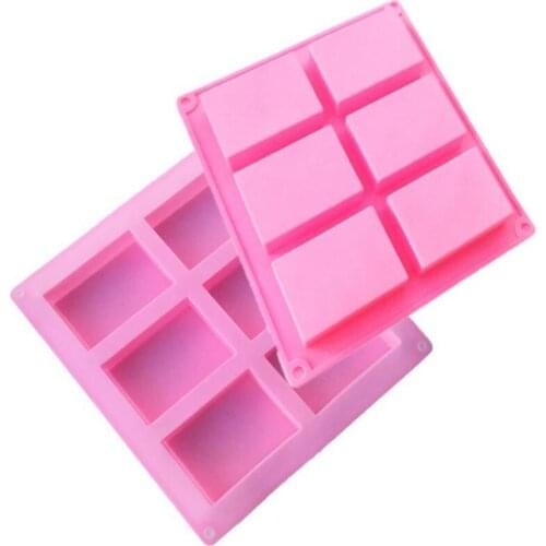 50pcs Silicone 6 Cavity Handmade Soap Molds Rectangle DIY Baking Cake Biscuit Chocolate Mold Tray LX7953