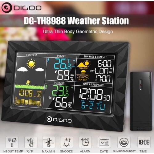 New Home Wireless Weather Station Temperature Sensor Outdoor Digital Thermometer Hygrometer Alarm Clock Color Barometer Forecast