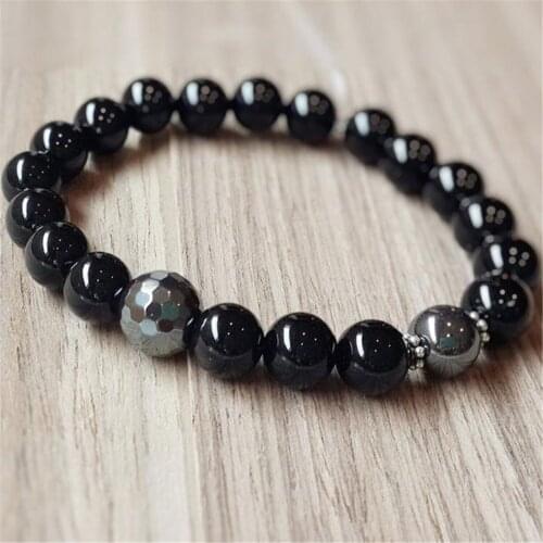 8mm Hematite Beads Handmade Bracelet 7.5inch Religious Lucky Spirituality Wristband Healing Mala Wrist