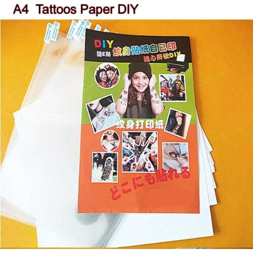 10set Art Tattoos Paper DIY Waterproof Temporary Tattoo Skin Paper With Inkjet or Laser Printing Printers For Tatoo Men Children