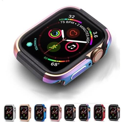 New Aluminum alloy case for Apple Watch 4 5 6 SE 44mm 40mm case for iwatch series 6 5 4 SE metal aluminum case+TPU watch case