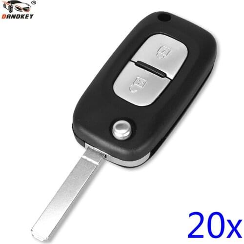 DANDKEY 20x 2 Buttons Folding Remote Key Case Shell For Renault Clio Kangoo Megane Modus Megane Key Auto Blank