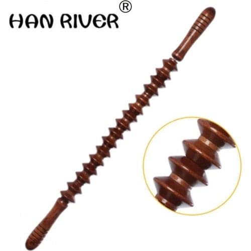 Yoga meridian rod nine fine wheel shaft Whole body massage roller pounded his waist back massage neck leg wooden massager