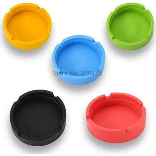 DHL 100pcs Portable Rubber Silicone Ashtrays Round Cigarette Holder Smoking Accessories