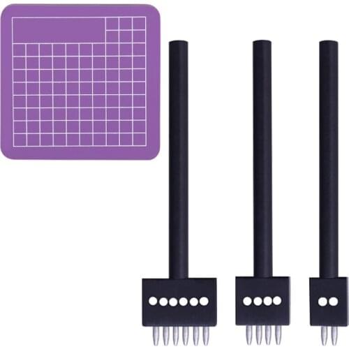 LMDZ 2/4/6 Tooth Spacing Leather Hole Punches Black Leather Craft Punch Chisel Tool Cutting Mat Cutting Board Mat DIY Handmade