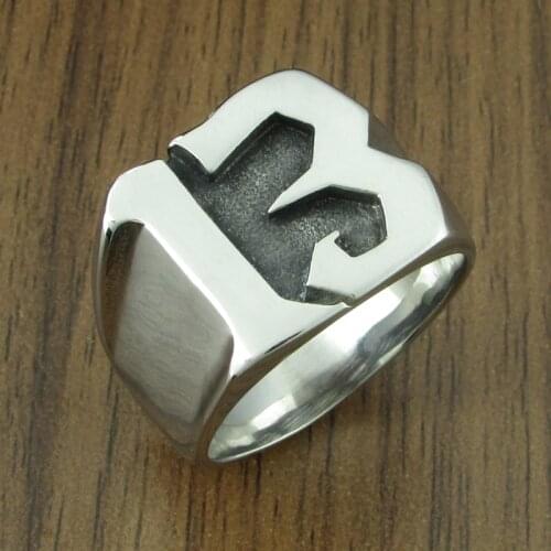 Free Shipping Punk US Size 7-15# 316L Stainless Steel Number 13 Letter Biker Ring Jewelry