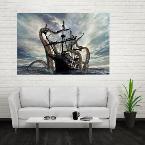 Nice Octopus Poster Custom Canvas Poster Art Home Decoration Cloth Fabric Wall Poster Print Silk Fabric Print