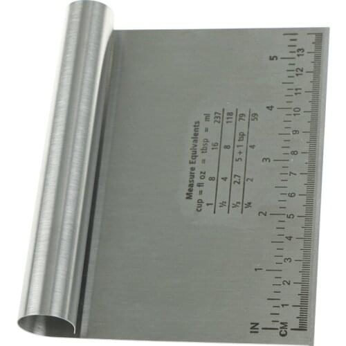 Kitchen Baking Pastry Spatulas Stainless Steel Pizza Cake Dough Scraper Cutter Fondant Cream Cutting With Measuring Guide Tools