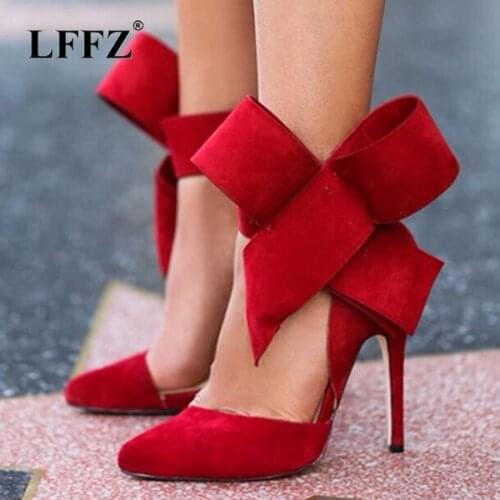 Lzzf Fashion Extreme High Heels Shoes Woman 11.5 Heels Sexy Wedding Shoes Woman Bow Tie Salto Alto Pump Tacones Mujer Plus Size