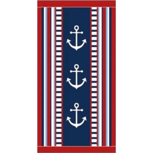 Trendy Red Navy Blue White Multi Anchors Beach Travel Bath Bathroom Towels Set Adult Stripes Yoga Sauna Towel 75X35 Gift