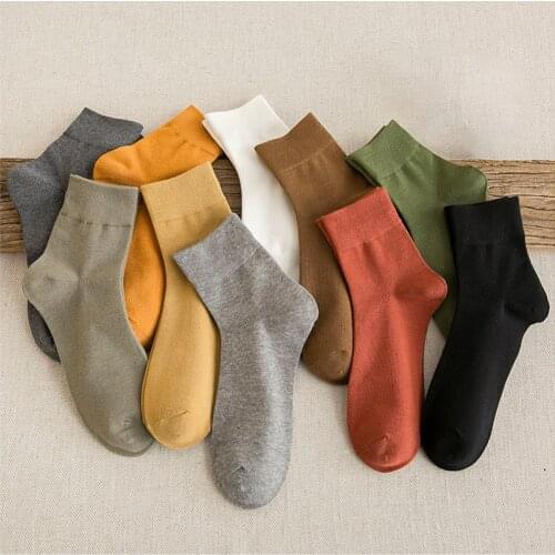Men socks 2020 New Japanese Solid Color Cotton socks Black turmeric socks Harajuku Colorful Full dress Classic Happy socks Men