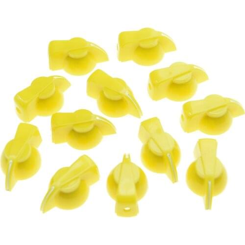 Pack of 12 Brass Insert Guitar Chicken Head Knob AMP Effect pointer Knob Yellow
