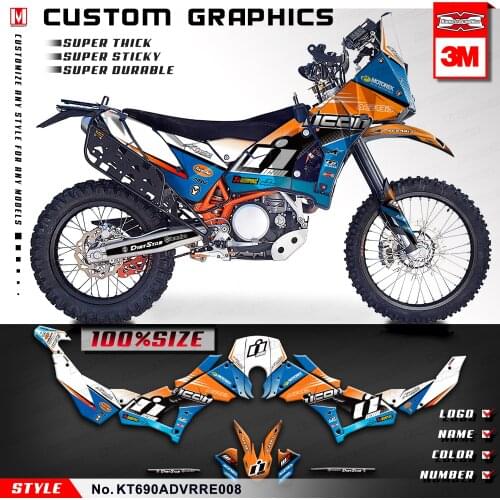KUNGFU GRAPHICS Racing Motorcycle Decals Waterproof Sticker Kit for 690 Adventure Rally Raid EVO2 (Style no. KT690ADVRRE008)