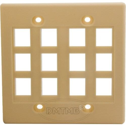 12 ports keystone wall plate with 120 X 120mm with ivory color