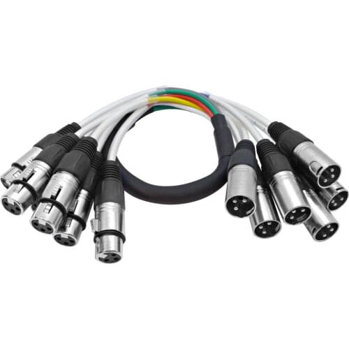 NMBJCKO Audio 6 Channel XLR Colored Snake Cable 2 Feet - NEW - Pro Audio