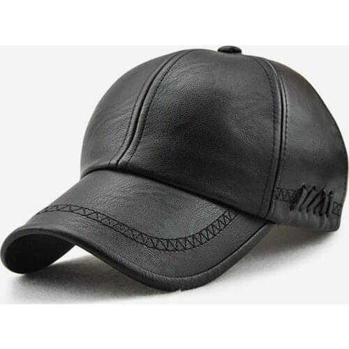 2021 Autumn Winter Dad Leather Hats New Outdoor Leisure Baseball Cap Middle Aged and Old Mens Big Size PU Sport caps 56-60cm