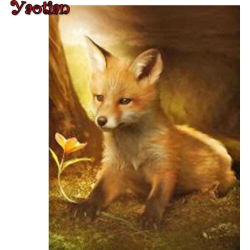 New Arrivals 5D DIY Full Drill Square Diamond Painting Animal Fox Cross Stitch 3D Diamond Embroidery Rhinestone Mosaic Decor