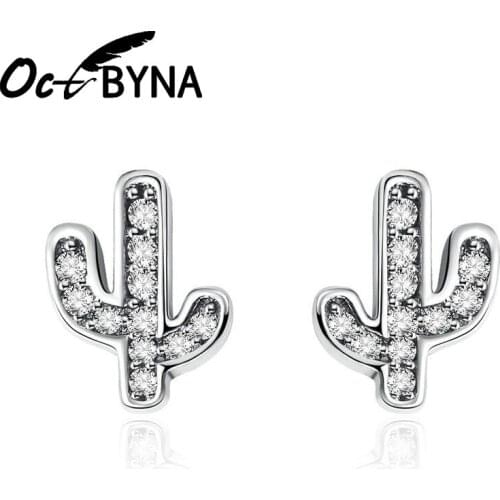 Octbyan Fashion Cactus Plant Zircon Earrings And Romantic Jewelry High Quality Brand Stud Earring For Women Gifts Dropshipping