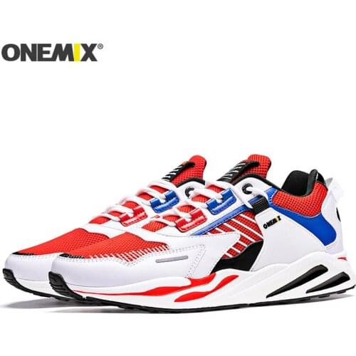 ONEMIX New Running Shoes For Men Training Sports Shoes Man Light Leather Outdoor Walking Comfortable Elastic Increase Sneakers