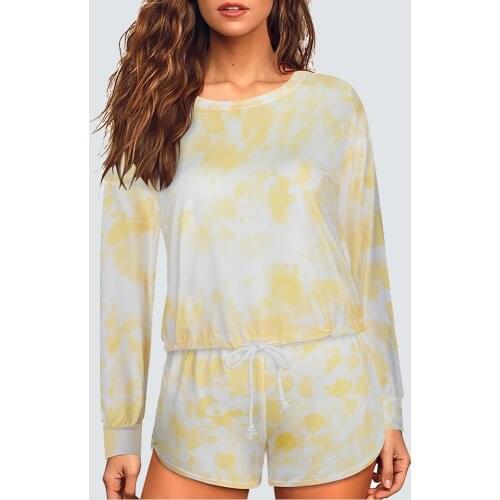 Autumn Sport suit 2 Piece Set Women Casual Tie dye With Pockets Sweatshirt HMY010