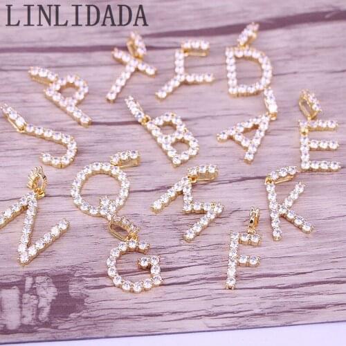 10Pcs Gold Initial Letter Pendant Women With Crystal 26 Letters Charm Pendants Necklaces CZ Zircon Fashion Jewelry