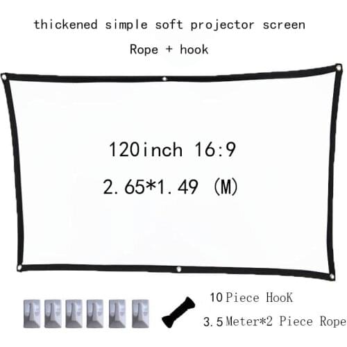 Thickened Polyester Simple Soft projector Screen 120inch 16:9 HD Foldable Anti-Crease Portable Projection Movies Screen