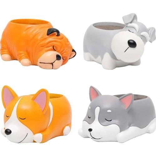Retro Resin Cartoon Dog Planters, Succulent Planters Cactus Flower Plant Pot for