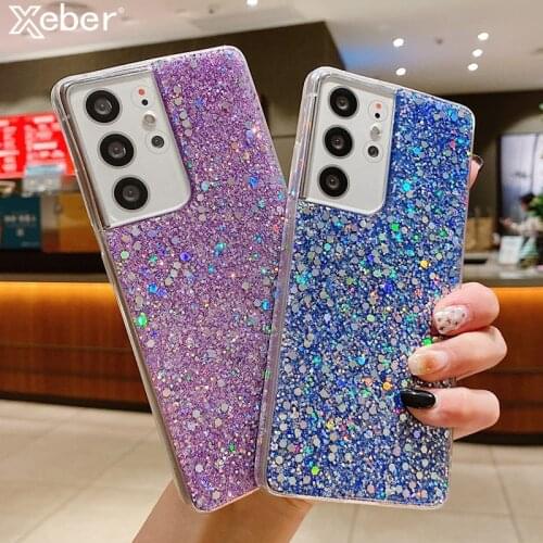 Glitter Sequins Phone Case For Samsung A72 A52 A22 A82 A42 A32 A12 S21 FE S20 Plus Note 20 Ultra 10Pro S10 Lite Shiny Soft Cover