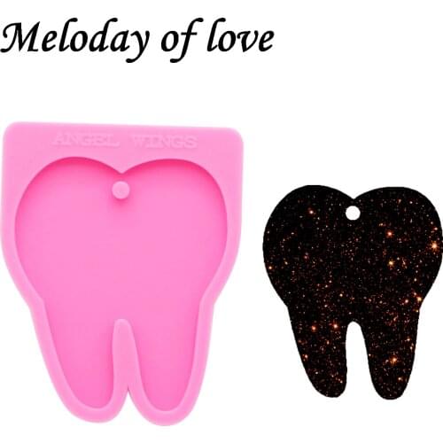 Keychains moulds Shiny Tooth shape molds for keychain DIY model resin keyring decoration jewelry silicone custom mold DY0159