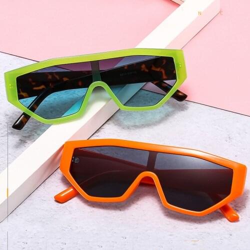 Polygon Irregular One Piece Sunglasses For Women Vintange Candy Color Orange Green Gradient Sun Glasses Men Hip Hop Flat Eyewear