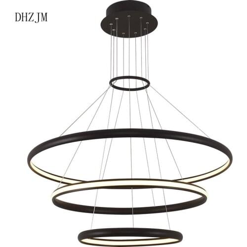 LED White Color Modern pendant lights for living room dining room 4/3/2/ Circle Rings LED Pendant Lamp home lighting
