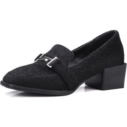 Big Size Square head simple single shoes ladies high heels women shoes woman pumps