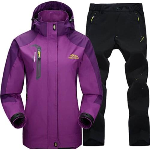 Outdoor single layer thin hiking jacket & pants women tracksuit windproof waterproof spring autumn trekking mountaineering suit