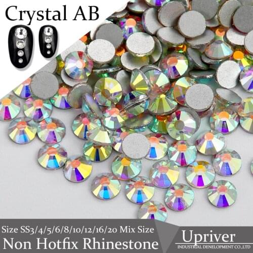 Upriver ss3 - ss30 Nail Accessories High Quality Crystal AB Non Hotfix Rhinestones Flatback Nail Art Rhinestones for DIY Nails