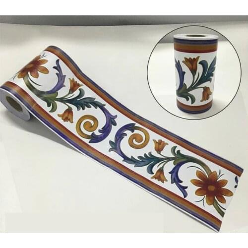 Vintage Flower Vine Wallpaper Borders Kitchen Bathroom Tile Decor Stickers diy Adhesive Wall Decoration Waist Line Sticker EZ066