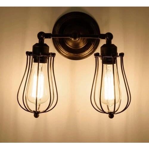 Vintage Retro Industrial Edison Antique Clear Glass 2-Light Adjust Wall lamp Cafe Bar Coffee Shop Club