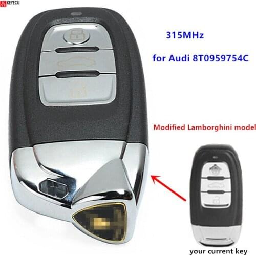 Keyecu Replacement Upgraded Smart Remote Key Fob Modified asLamborghini for Audi A4 S4 Q5 8T0 959 754 C 315MHz 3 Button