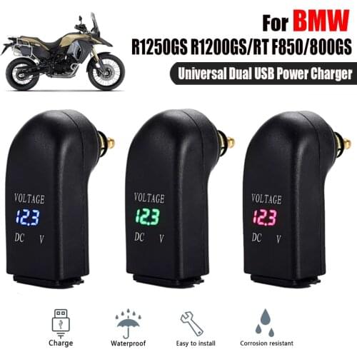 For BMW R1250GS Adventure LC F850GS F800GS R1200GS R1200RT Motorcycle Dual USB Charger Power Adapter Cigarette Lighter Socket