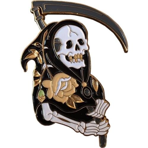 Memento Mori Ouroboros and skull Enamel Pin Badge