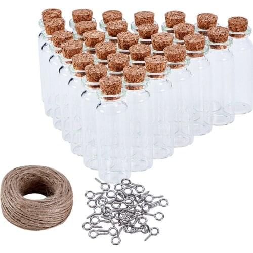 30 Pieces 62x22mm Mini Glass Jars Bottles with Cork Stoppers Wish Bottles, 30pcs