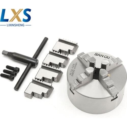 Lathe Drilling Milling Machine Accessories Hardened Steel 4 Jaw 5" Self-Centering Lathe Chuck K12-125