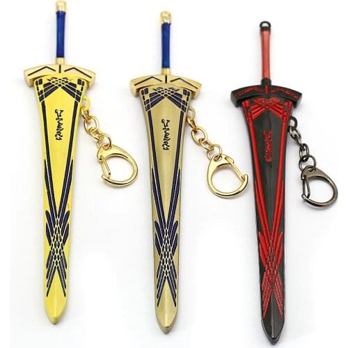 Anime Fate Grand Order Saber Weapon Keychain Arthur Pendragon Excalibur Metal Keyrings Key Chains Pendant Action Figure Toy Doll