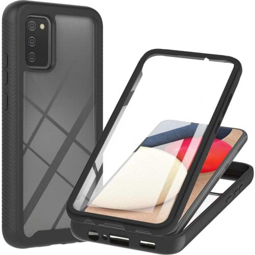 For Samsung A02 2021 Crystal Case 360 Protection Bumper Armor Front Film Back Panel for Samsung Galaxy A02S Case A 02 A025 A022